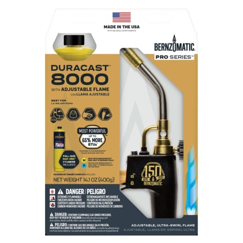 PROFESJONALNY ZESTAW PALNIKA BERNZOMATIC TS8000 + KARTUSZ 1" MAP-PRO 400g
