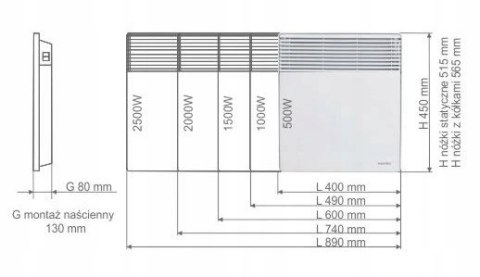 Grzejnik konwektorowy Warmtec EWX-1500W biały